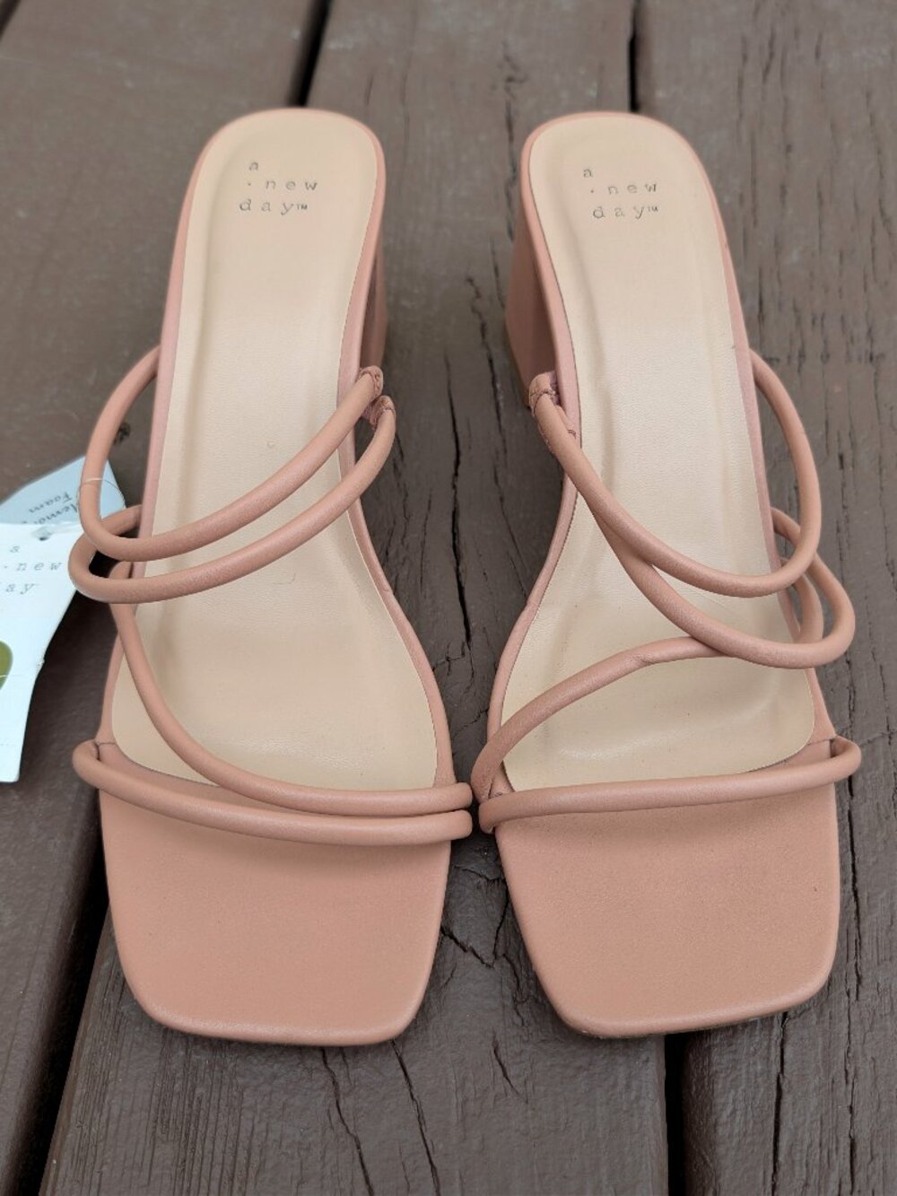 NWT A New Day Blakely Pink Memory Foam Strappy 2.25" Block Mule Heels Sandal 11